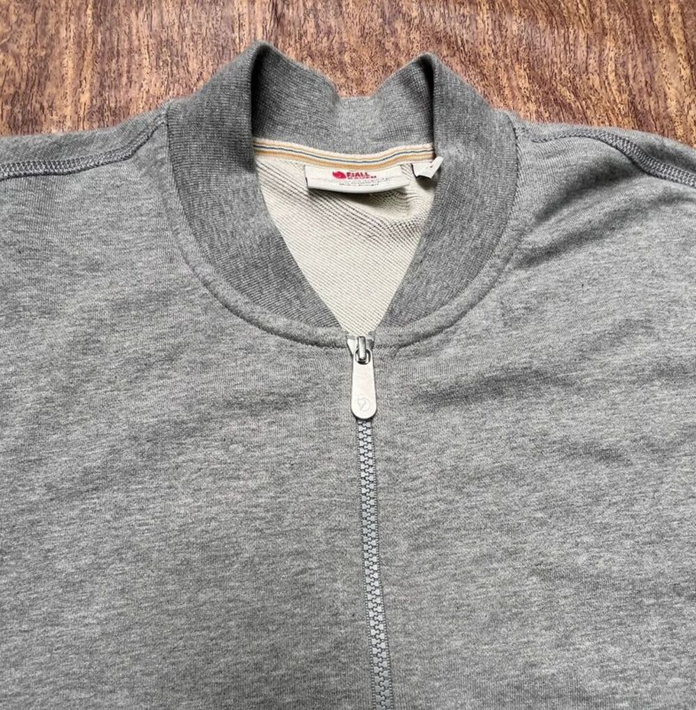 Fjällräven Greenland Full Zip Sweatshirt Men’s L Gray Heather – Organic Cotton